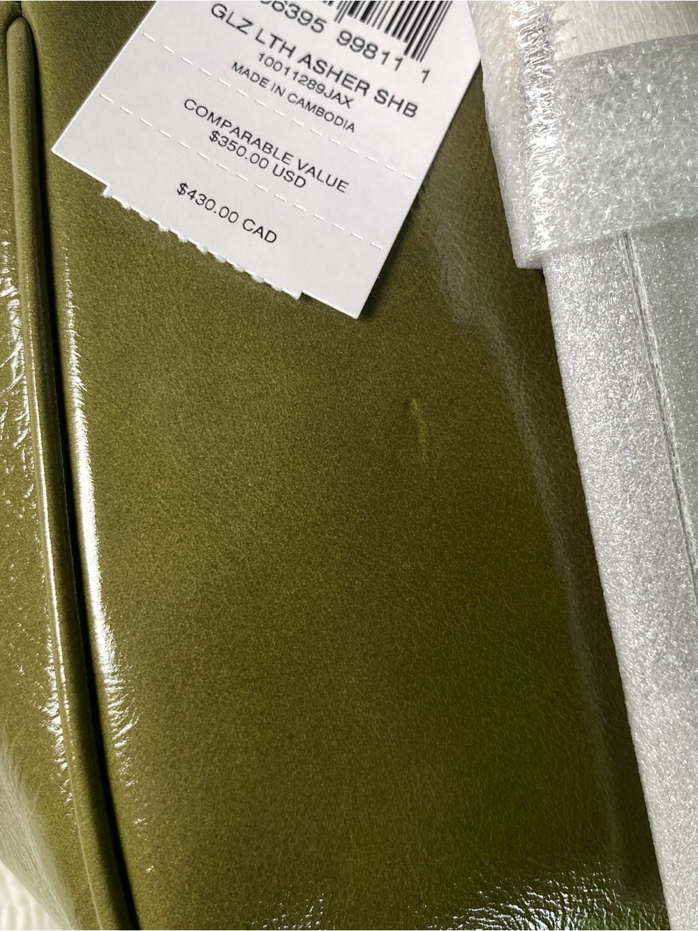 COACH Olive Patent Shoulder Bag with Gold Logo - Picture 4 of 11